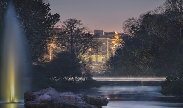 A concept image of the glass bridge, illuminated at night time