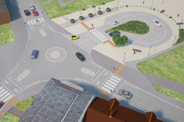 The layout design of the new car and taxi drop-off zone outside the new Moseley Village Railway Station 