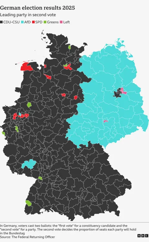 Map showing rise of the AfD in national elections