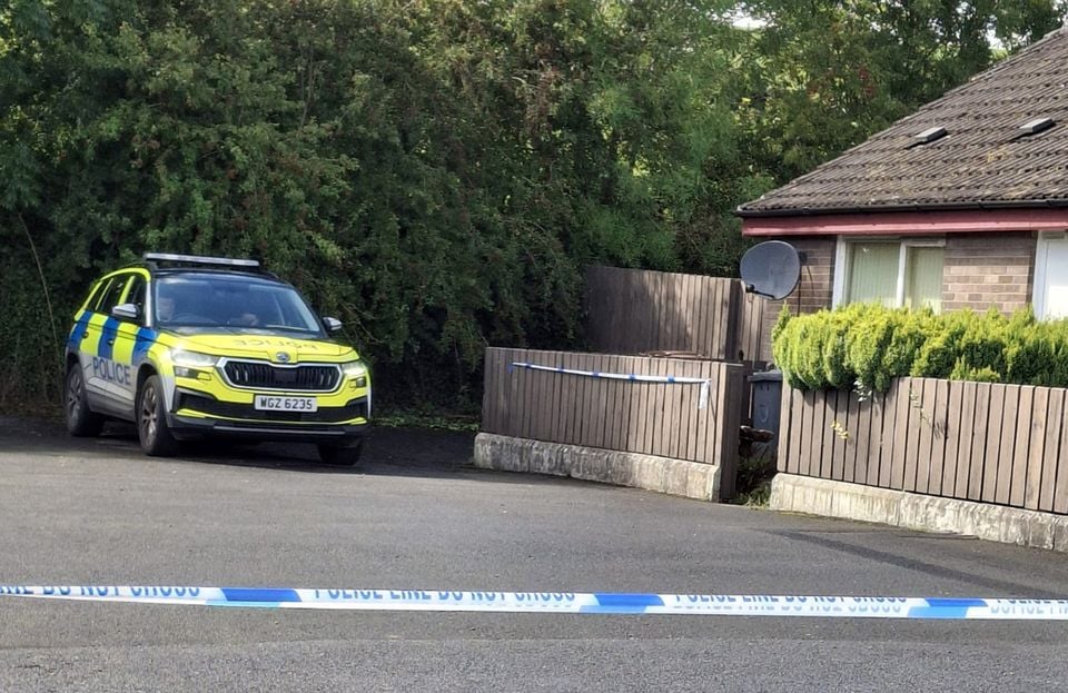 Police at scene after man's body found in Mountnorris. Pic by Alan Lewis
