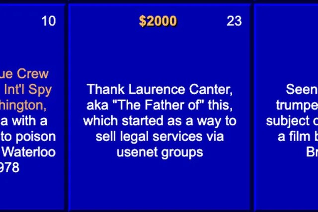 Canter's past exploits were referenced in a question several years ago on an episode of 'Jeopardy'