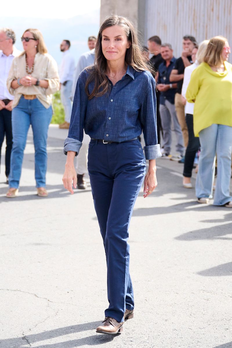 Queen Letizia of Spain in an all-denim outfit 
