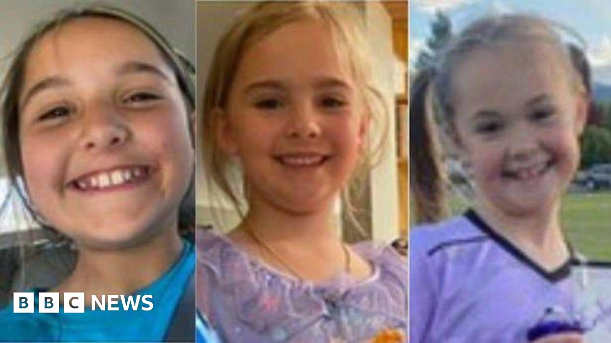 A composite image showing thethree young girls - Paityn, Evelyn and Olivia - smiling