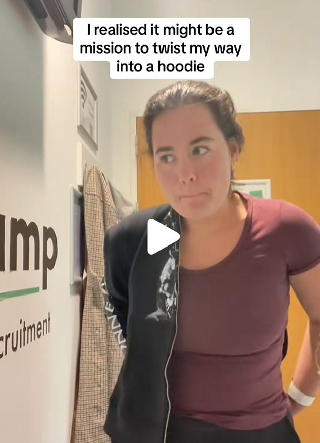 At one point, Lauren struggled to put a hoodie on due to the cannula in her arm