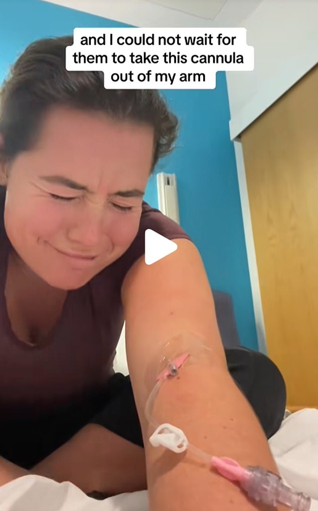 Lauren Bates (pictured) said she had six blood samples taken in one day as well as a nose swab 'rammed' up her nostrils every 12 hours
