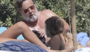 Russell Crowe enjoyed a rare beach outing with his fiancée Britney Theriot in Spain on Wednesday