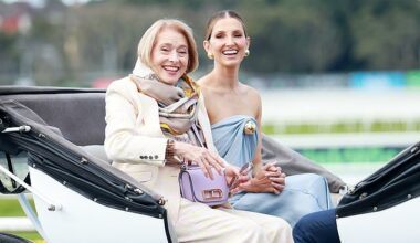 Kate Waterhouse and her legendary horse trainer mother Gai Waterhouse (both pictured) dressed to impress as they attended the Everest Carnival Launch in Sydney on Tuesday