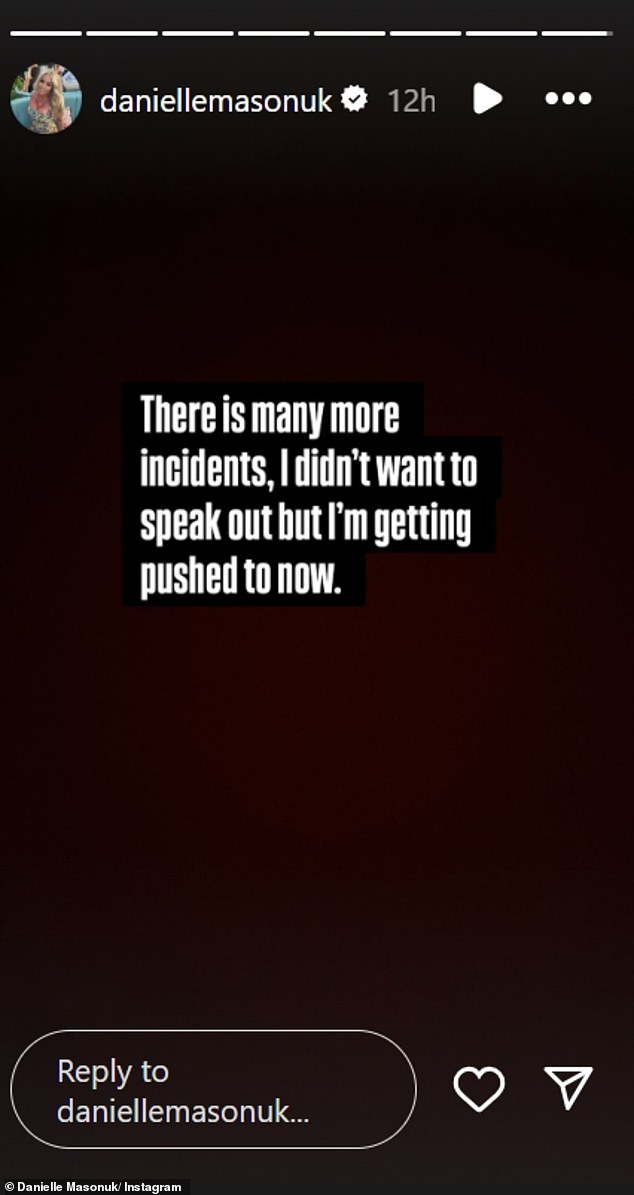 She rounded out her stories by writing a post simply reading: 'I didn't want to speak out but I'm getting pushed now'