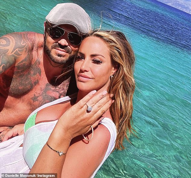 In May, Danielle confirmed she had split from the garden landscaper as she revealed she was 'entering a new chapter in life' (pictured: the couple announcing their engagement)