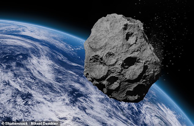 A huge asteroid the size of a commercial jet plane will skim past Earth tomorrow afternoon, NASA has warned (stock image)