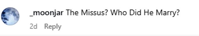 'The missus' title jumped out to several fans