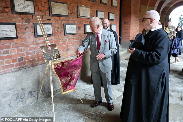 Charles also unveiled a plaque in the courtyard to commemorate his visit