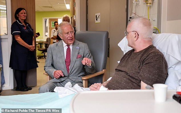 He also met retired milkman Philip Barnard (pictured), who told the King he has lung cancer