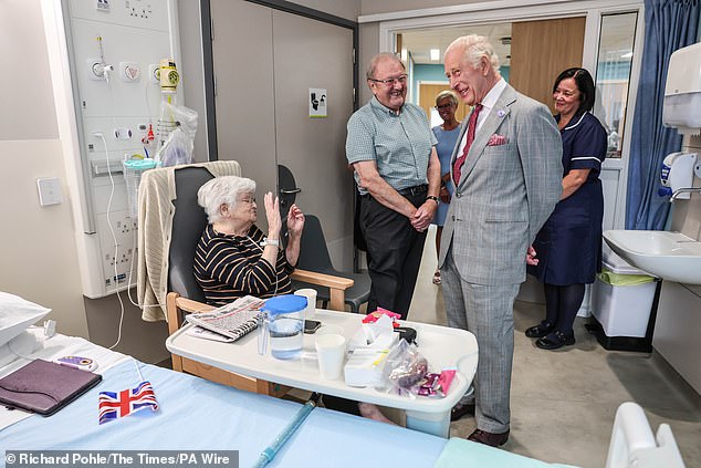 Charles met patient Jacqueline Page (pictured) during a ward visit