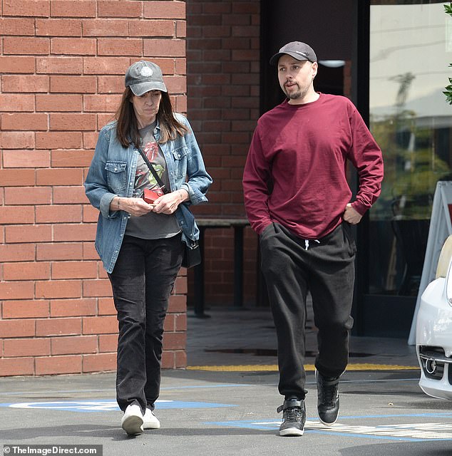 The star was with her son Shane Barakan, 38