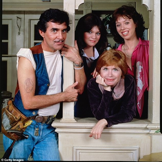 Phillips cemented her place in pop culture as the rebellious Julie on the hit sitcom One Day at a Time, though struggles with substance abuse ultimately cut her run on the show short; (Pat Harrington Jr and, from left, Valerie Bertinelli, Bonnie Franklin, and Phillips)