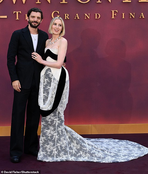 Downton Abbey favourite Laura, 39, slipped into a quirky black and white lace gown as she joined her partner Michael C Fox