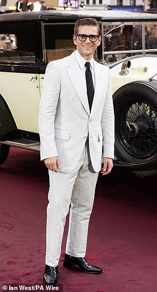 Allen Leech looked smart in a grey suit