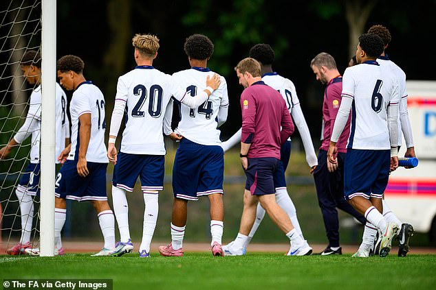 England Under-17s saw their match last night suspended for 50 minutes amid allegations that the Young Lions were racially abused
