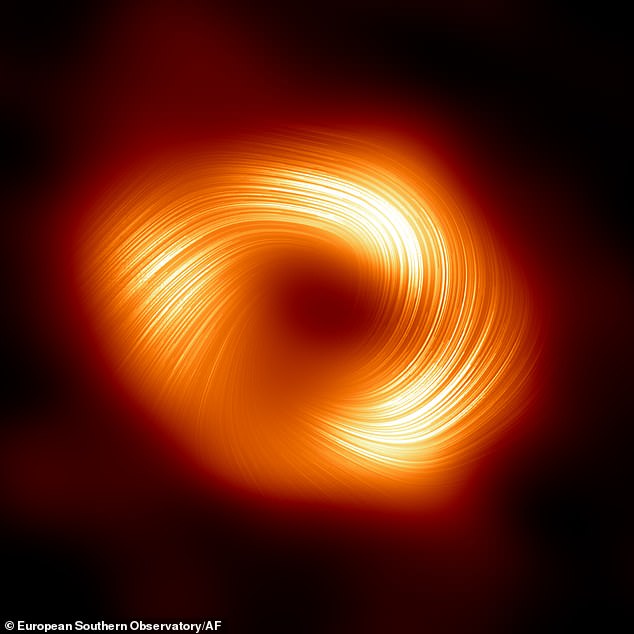 By comparison, the black hole at the centre of the Milky Way (pictured) is thousands of times less massive than the Milky Way itself