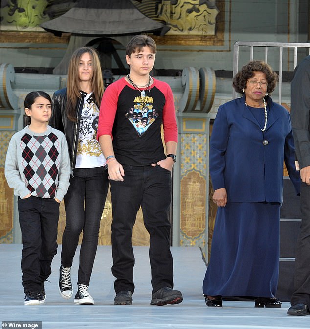 The late pop star's kids Blanket, Paris, Prince, and mom Katherine in 2012