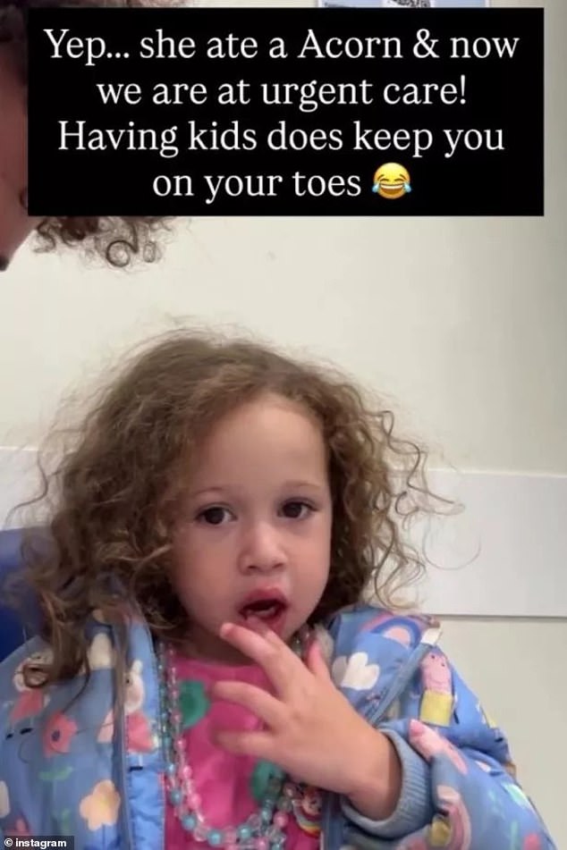 Myles' daughter Sahara, who turns three in December, says she 'keeps him on his toes' after he revealed she ate an acorn