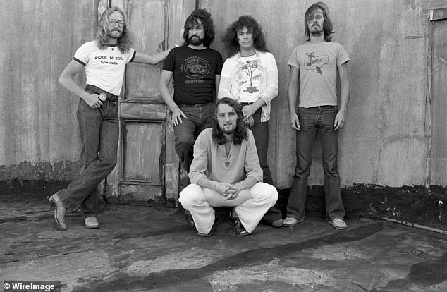 Rick co-founded Supertramp in 1970 alongside fellow singer-songwriter Roger Hodgson; L-R John, Rick, Roger (in front), Bob, and Dougie