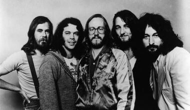 Rick Davies (far right), who was a founding member of the 70s rock band Supertramp, has died at age 81; L-R Dougie Thomson, Bob C. Siebenberg, John A. Helliwell, Roger Hodgson, and Rick