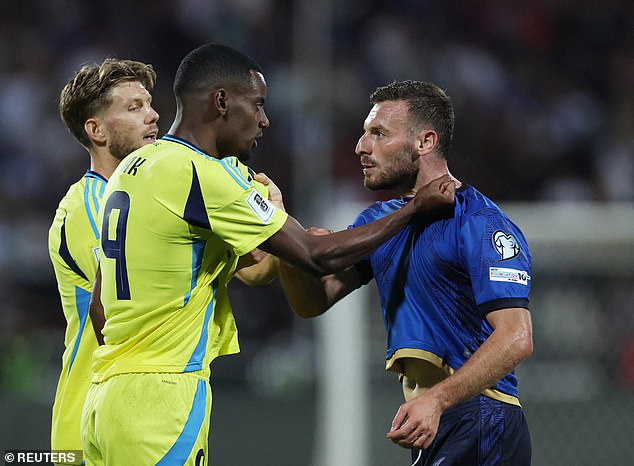 Isak was introduced in the 72nd minute and was booked for a clash with Fidan Aliti