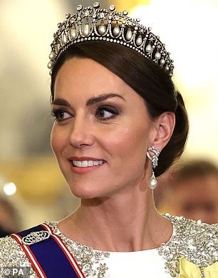 Kate stole the show in the Lover's Knot tiara at a State Banquet in 2022