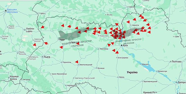 Graphic reportedly shows Russian drones entering Polish airspace