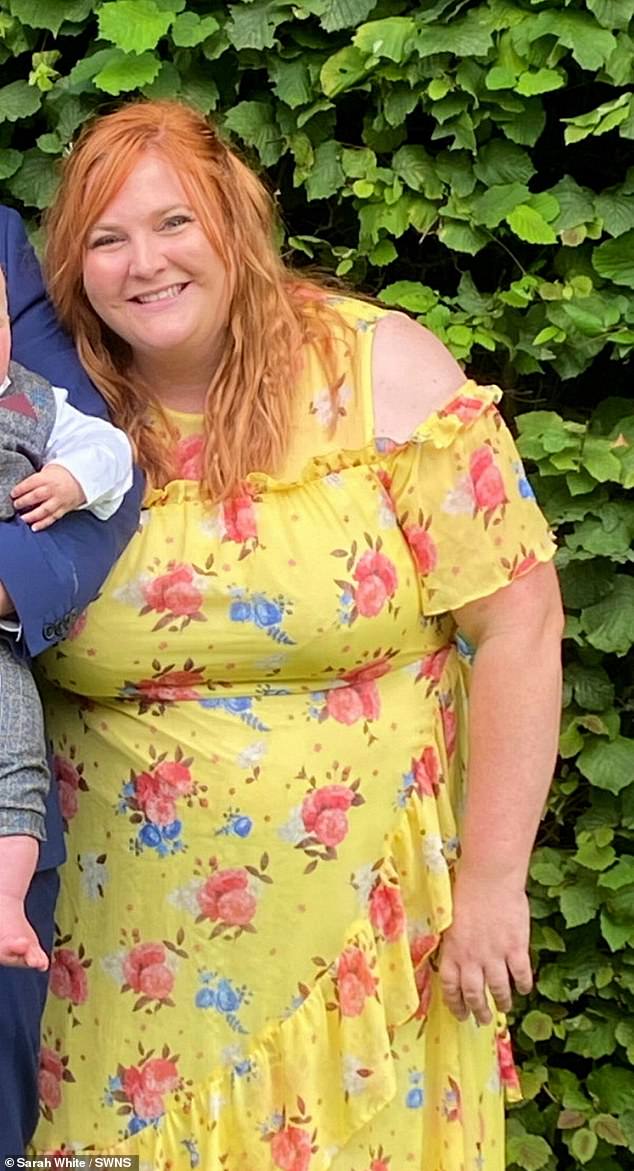 She had tried numerous diets but could never stick to them, and struggled to find the time to go to the gym with three toddlers at home (pictured before weight loss)