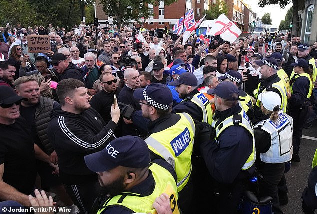 Some locals are worried that the student halls will become a focal point for protests (pictured: a protest in Epping last month)