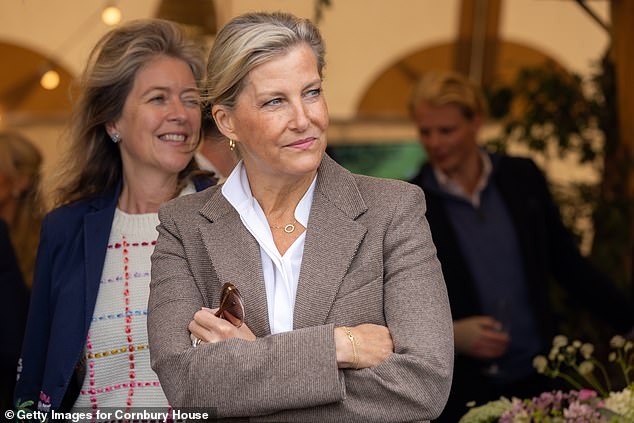 Elsewhere, prince Edward's wife Sophie, 60, was still glowy and tanned from the summer, and sported some shades to shield her eyes from the sun