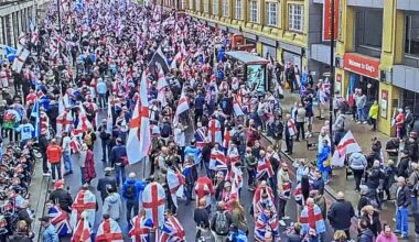 The march organised by anti-immigrant and anti-Muslim activist Robinson, real name Stephen Yaxley-Lennon, is meeting at Stamford Street near London's Waterloo Bridge (pictured)
