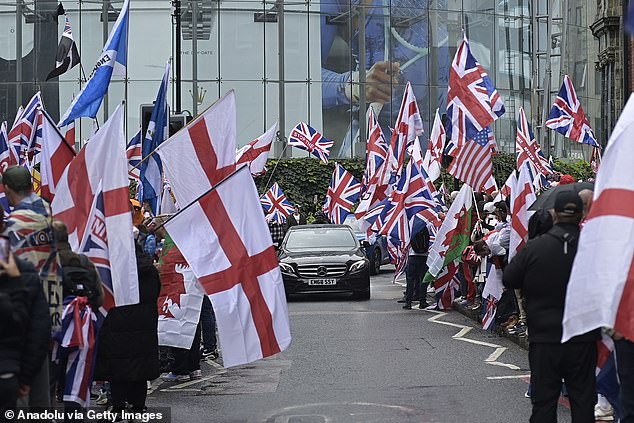 The streets were filled with Union Jacks, St George's Crosses and US flags on Saturday