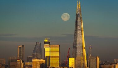 The moon is getting 1.5 inches further away from our planet every year, an expert revealed. Pictured: The moon over London in February 2023