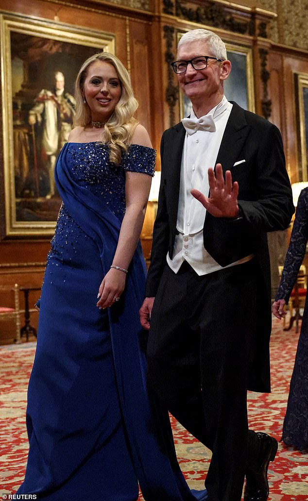 Tiffany, the daughter of President Donald Trump with Apple CEO Tim Cook at the State Banquet in Windsor, Britain