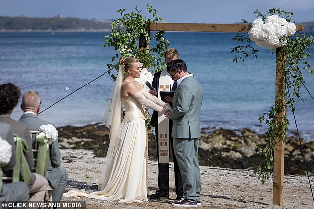 Becky Hill has married her long-time love Charlie Gardner in front of the Meudon Hotel in Falmouth, Cornwall