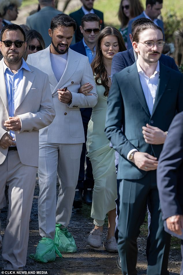 Pop Idol legend Gareth Gates looked sharp in a suit with a tee underneath as he walked with his stunning West End star girlfriend, Allana Taylor