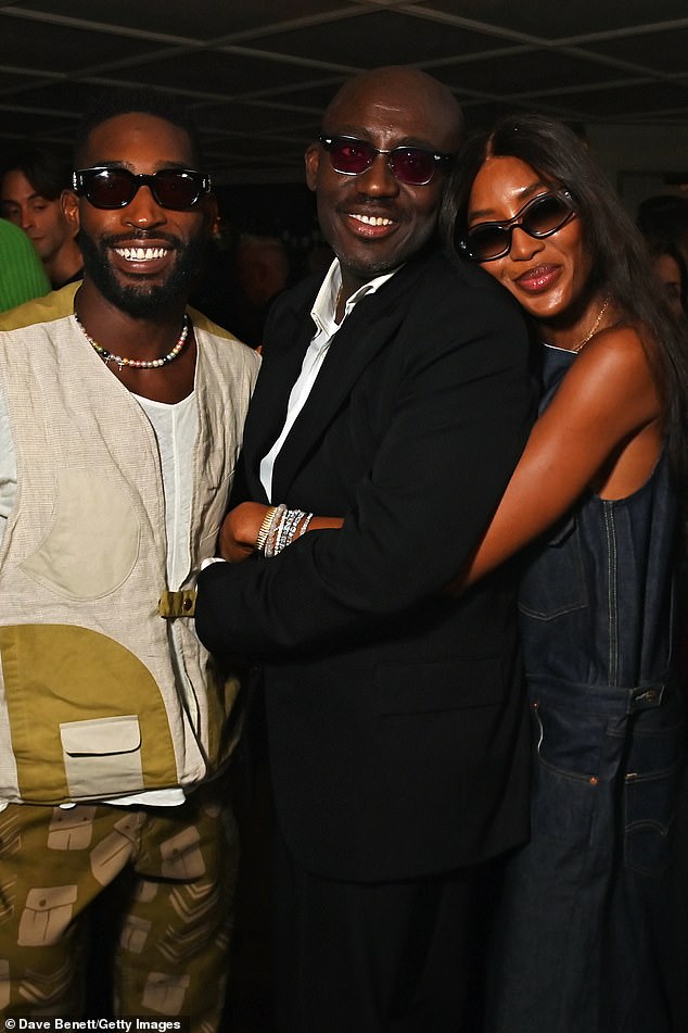 (L to R) Tinie Tempah, Edward Enninful and Naomi Campbell