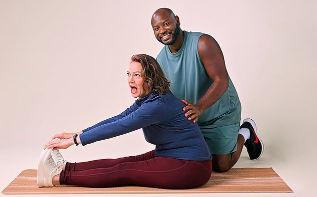 Liz Hoggard is put through her paces by James Davies, who says you can sidestep a hip replacement with gentle strengthening and mobility exercises