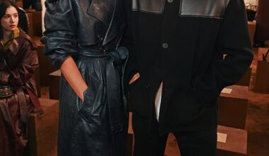 Rosie Huntington-Whiteley, 38, enjoyed a rare public outing with her fiancé actor Jason Statham, 58, as the couple attended the Burberry catwalk show in London on Monday