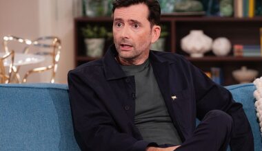 David Tennant (pictured) revealed an eye-watering injury he suffered while filming one of the sex scenes in Rivals - which left him 'embarrassed and on the floor' in nothing but a 'modesty pouch'