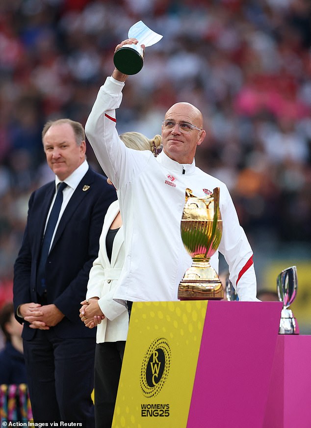 England head coach John Mitchell celebrated winning coach of the year (pictured)