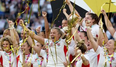 England have won the Women's Rugby World Cup on home turf - after backing from a cowboy hat-clad Princess of Wales who led congratulations with Prince William