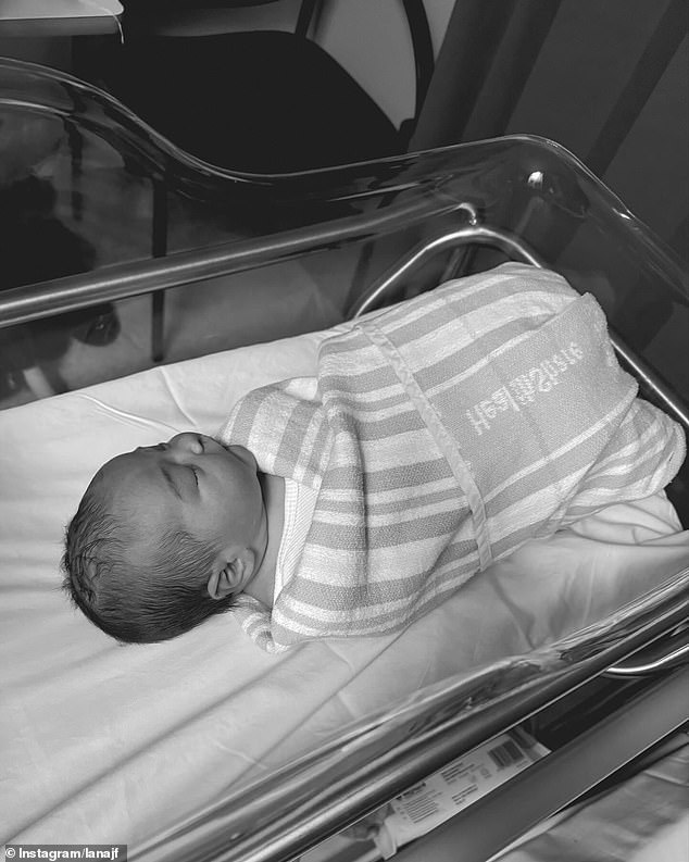 The brunette beauty shared a series of sweet photos of her newborn daughter and revealed she had given birth last month