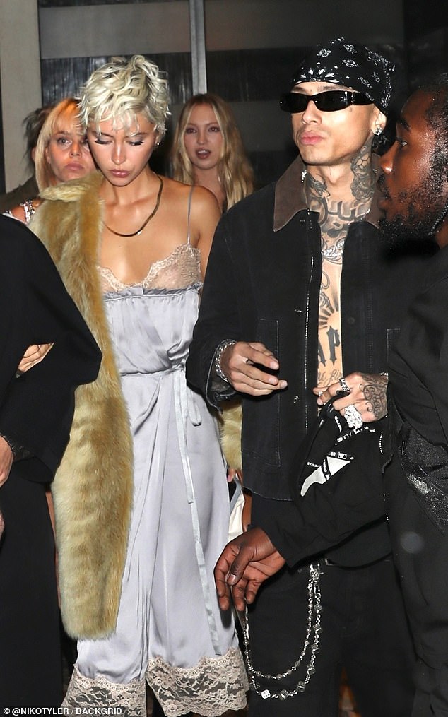 Iris Law, 24, and Central Cee, 27, continued to spark romance rumours as they left Lila Moss' 23rd birthday bash together in Paris on Monday