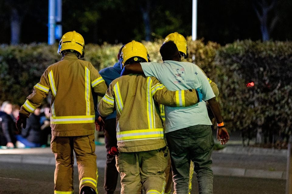 Emergency services took part in a training exercise which simulated a terror attack on the SSE Arena on Tuesday night. Pic: Kevin Scott