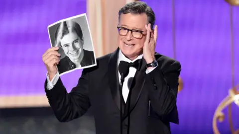 Getty Images  Stephen Colbert during the show at the 77th Primetime Emmy Awards at the Peacock Theater in Los Angeles, CA, Sunday, Sept. 14, 2025. 